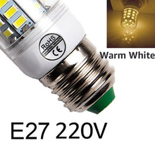 Load image into Gallery viewer, E27 LED Lamp E14 LED Bulb SMD5730 220V Corn Bulb 24 36 48 56 69 72LEDs Chandelier Candle LED Light For Home Decoration Ampoule